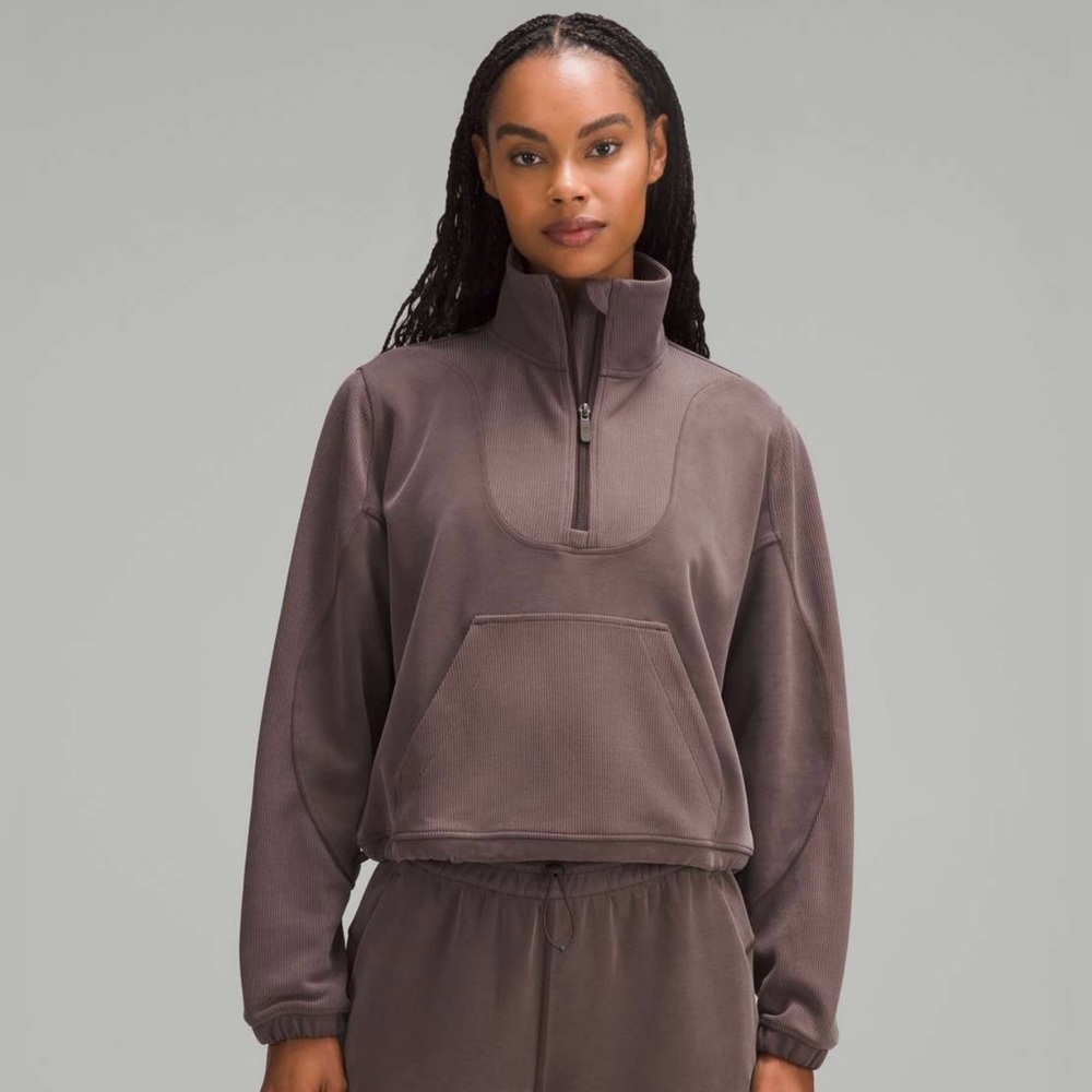 Lululemon Brushed Softstream Ribbed Half Zip.  Expresso. NWT!!  Size 10